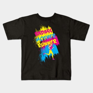 Funny Running Mom Shirts and Gifts - Badass Mother Runner Kids T-Shirt